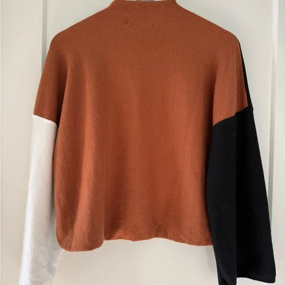 Modern Citizen Calico Color Block Sweater - Black, White, and Burnt Orange - Picture 2 of 6